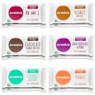 Jones Bar Variety Pack – Organic Fruit & Nut Snack, 12 Count, Clean Ingredients