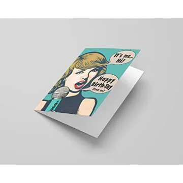 Katie Doodle Funny Birthday Card - Taylor Pop Art Style - Great Swift Merch for Sweet 16, 13th, 18th, 21st, 30th, 40th Birthday Gifts for Women Girls Her - Includes Card (5x7 inch) & Kraft Envelope