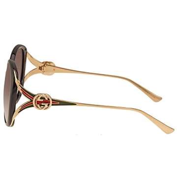 Gucci Oval Sunglasses GG0226SK 001 Black/Gold 60mm 0226