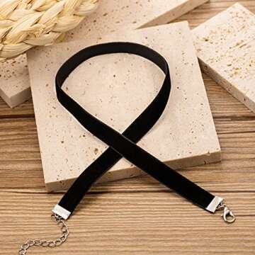 AnotherKiss Classic Black Velvet Choker Necklace for Women - Ultra Comfortable Stretch Velvet Ribbon...
