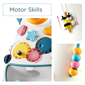 KÜB Baby & Toddler Walker Push Toy, Interactive Sound & Light Effect Musical Montessori Activity Center, Adjustable Speed Wheel, Safe & Stable, Fun Gift for Boy and Girl Learning to Stand & Walk