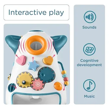 KÜB Baby & Toddler Walker Push Toy, Interactive Sound & Light Effect Musical Montessori Activity Center, Adjustable Speed Wheel, Safe & Stable, Fun Gift for Boy and Girl Learning to Stand & Walk