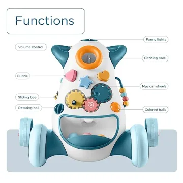 KÜB Baby & Toddler Walker Push Toy, Interactive Sound & Light Effect Musical Montessori Activity Center, Adjustable Speed Wheel, Safe & Stable, Fun Gift for Boy and Girl Learning to Stand & Walk