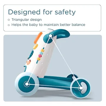 KÜB Baby & Toddler Walker Push Toy, Interactive Sound & Light Effect Musical Montessori Activity Center, Adjustable Speed Wheel, Safe & Stable, Fun Gift for Boy and Girl Learning to Stand & Walk