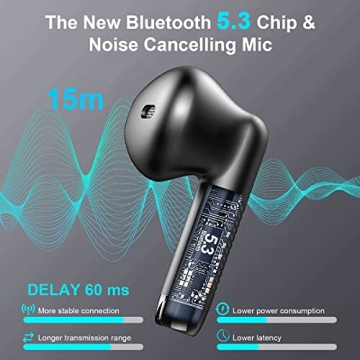 Bluetooth 5.3 Wireless Earbuds with Noise Cancelling