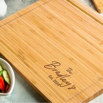 Personalized Engraved Wood Cutting Board for Couples, Walnut Edge Engraved Custom Wedding Gifts, Best Gift Ideas for Christmas, Parents, Anniversary, Housewarming, House Closing, Engagement, Friends