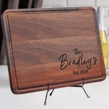 Personalized Engraved Wood Cutting Board for Couples, Walnut Edge Engraved Custom Wedding Gifts, Best Gift Ideas for Christmas, Parents, Anniversary, Housewarming, House Closing, Engagement, Friends