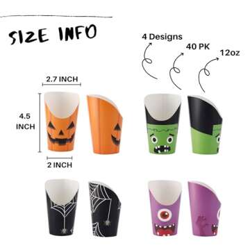 Winoo Design Halloween French Fries Holder - 40 PK - Charcuterie Cups 12oz Disposable Paper French F...