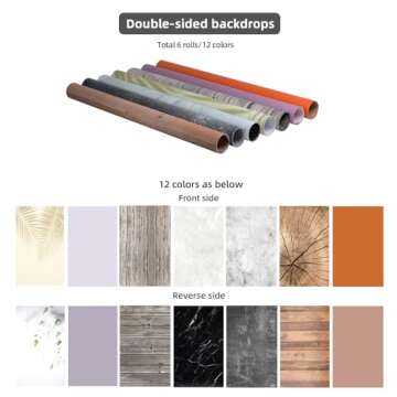 Photography Backdrops Product Photo Background: Small Size Photoshoot Paper for Food Jewelry Content Creation Picture. (Light Color 14-Colors 22X 34inch)