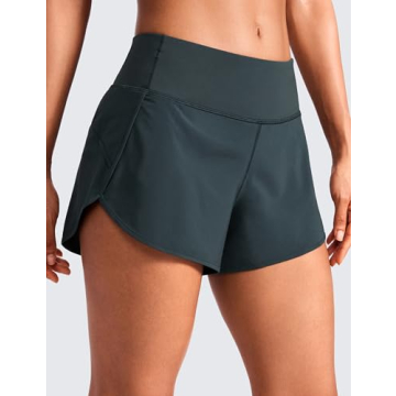 CRZ YOGA Women's Mid Waisted Running Shorts Quick Dry