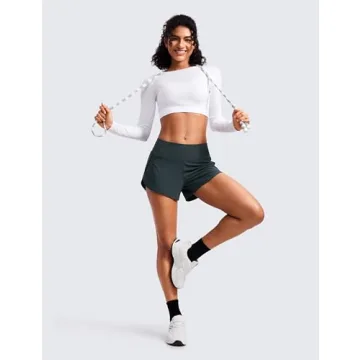 CRZ YOGA Women's Mid Waisted Running Shorts Quick Dry