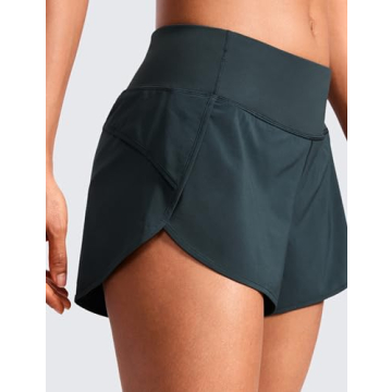 CRZ YOGA Women's Mid Waisted Running Shorts Quick Dry