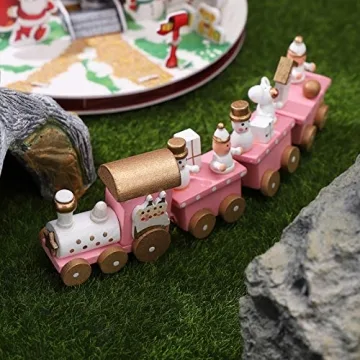 1pc Wooden Train Table Decoration Christmas Style Train Decor Wood Adornment Festive Desktop Decor Table Ornament Table Train Decor Train Ornament Christmas Theme Decor
