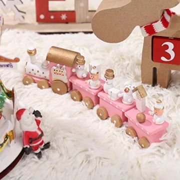 1pc Wooden Train Table Decoration Christmas Style Train Decor Wood Adornment Festive Desktop Decor Table Ornament Table Train Decor Train Ornament Christmas Theme Decor