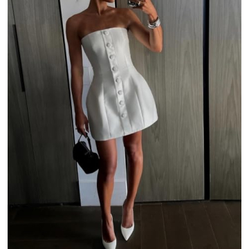 Strapless Satin Short Homecoming Dress for Women Prom Wedding