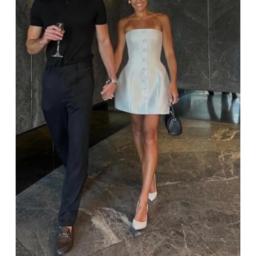 Strapless Satin Short Homecoming Dress for Women Prom Wedding