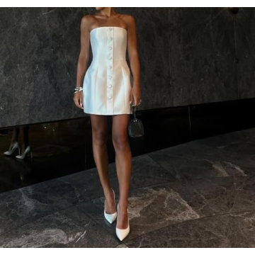 Strapless Satin Short Homecoming Dress for Women Prom Wedding