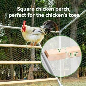 PETSFIT Square Chicken Roosting Perch, Perfect for Backyard Poultry, Chicken Perch for Coop, Easy to...