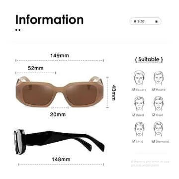 KIMORN Trendy Retro Rectangle Sunglasses for All