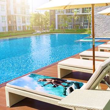 LIVILAN Funny Shark Bear Beach Towel, 30" x 60" Oversized Microfiber, Soft, Quick Dry, Sand Free, Ideal for Bath, Pool, Travel, Unique Shark & Bear Gifts for Men, Boys, Teens