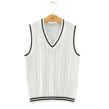 Men Women Knitted Cotton V-Neck Vest - Versatile & Stylish Sleeveless Sweater
