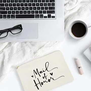 The Cotton & Canvas Co. Maid of Honor Wedding Cosmetic Bag, Bridal Party Gift and Travel Make Up Pouch