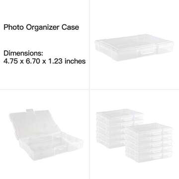 novelinks Photos Organizer 4" x 6" Photo Storage Box with Handle - 16 Inner Photo Cases Photo Box St...