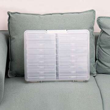 novelinks Photos Organizer 4" x 6" Photo Storage Box with Handle - 16 Inner Photo Cases Photo Box Storage Picture Organizers and Storage (White)