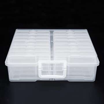 novelinks Photos Organizer 4" x 6" Photo Storage Box with Handle - 16 Inner Photo Cases Photo Box Storage Picture Organizers and Storage (White)