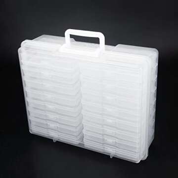 novelinks Photos Organizer 4" x 6" Photo Storage Box with Handle - 16 Inner Photo Cases Photo Box Storage Picture Organizers and Storage (White)