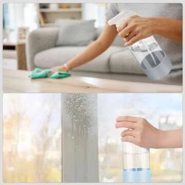 Worldgsb 2 Pack Glass Spray Bottles with Silicone Sleeve, 16 oz Empty Refillable Containers with Adjustable Spray Nozzles, Spray Bottles for Hair, Cleaning Solutions and Plants Blue&Grey