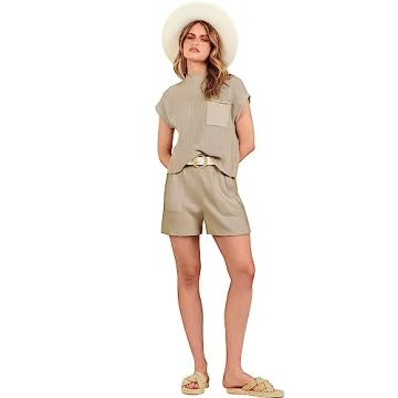 Comfortable ANRABESS Women's Summer Two Piece Outfit Set
