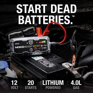 NOCO Boost Sport GB20 500A UltraSafe Car Battery Jump Starter, 12V Battery Pack, Battery Booster, Ju...