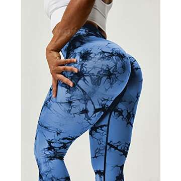 VOYJOY Seamless Leggings for Women High Waist Yoga Pants Scrunch Butt Lifting Elastic Tights Deep Blue