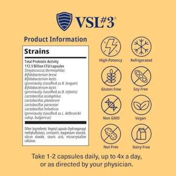 VSL #3® Probiotics for Digestive Health, IBS & UC Symptoms - 112.5B CFUs, High-Potency, Multi-Strain, Live & Refrigerated, Medical Food for Gut Health Support in Men & Women, 60 Capsules