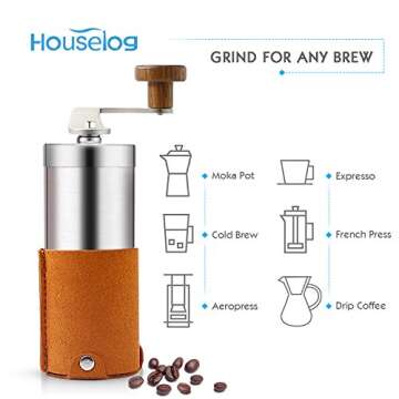Portable Manual Coffee Grinder Set Professional Conical Ceramic Burrs Stainless Steel Grinder Easy to Clean for Home Travel Outdoor