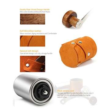 Portable Manual Coffee Grinder Set Professional Conical Ceramic Burrs Stainless Steel Grinder Easy to Clean for Home Travel Outdoor