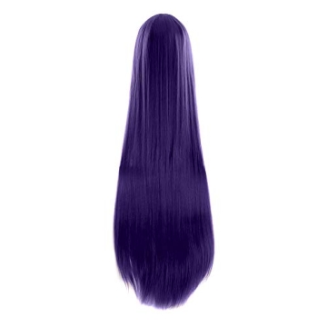 MapofBeauty 40" Synthetic Cosplay Wig - Dark Purple Long Hair