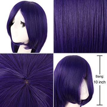 MapofBeauty 40" Synthetic Cosplay Wig - Dark Purple Long Hair
