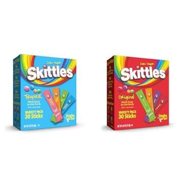 Skittles Singles To Go Tropical & Original Flavors Variety Pack, Watertok Powdered Drink Mix, Zero S...