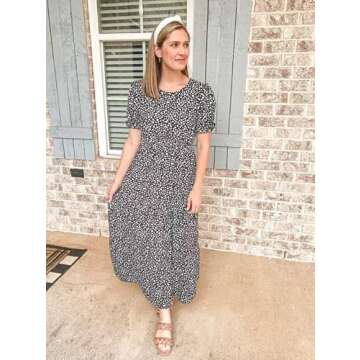 GRECERELLE Women Summer Casual Dress with Ruffle Sleeves