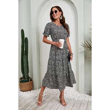 GRECERELLE Women Summer Casual Dress with Ruffle Sleeves