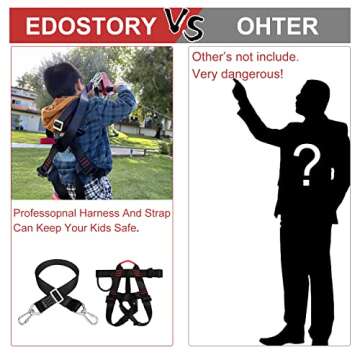 EDOSTORY 98 Feet Backyard Zip Line Kit for Kids and Adult Up Outdoor to 330lb with Stainless Steel Z...