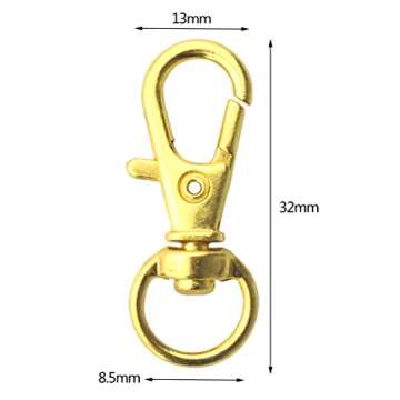 Swivel Clasps Lanyard Snap Hook,cnomg Metal Swivel Lanyard Snap Hook Lobster Claw Clasp (Golden)