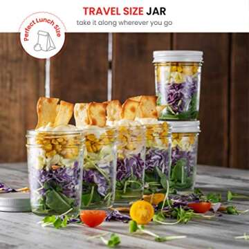 Paksh Novelty - Food Storage Container - Glass Mason Jars - Regular Mouth Jam Jelly Jars, Metal Airtight Lid, Preserving, Decorating, Canning Jar, Craft and Dry Food Storage (8 Ounce)