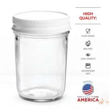8-Ounce Glass Mason Jars with Airtight Lids for Storage