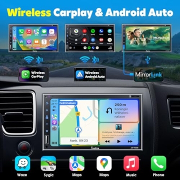 Double Din Car Stereo with Wireless Apple Carplay and Android Auto