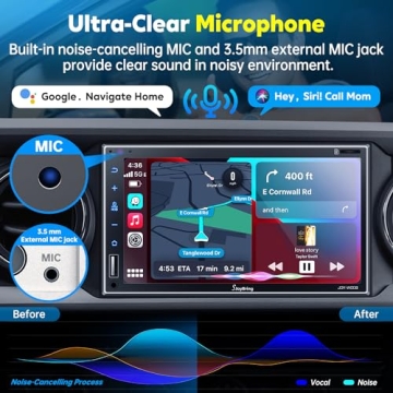 Double Din Car Stereo with Wireless Apple Carplay and Android Auto