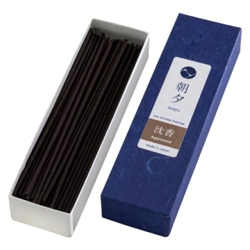 Asayu Japan Natural Low Smoke Agarwood Incense Sticks, Sample Size Japanese Incense for Evening Rela...