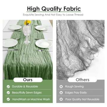 Isaspire Cheesecloth Table Runner for Elegant Table Decor